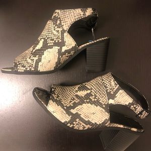 SORRY THESE ARE SOLD Open toe snake skin booties
